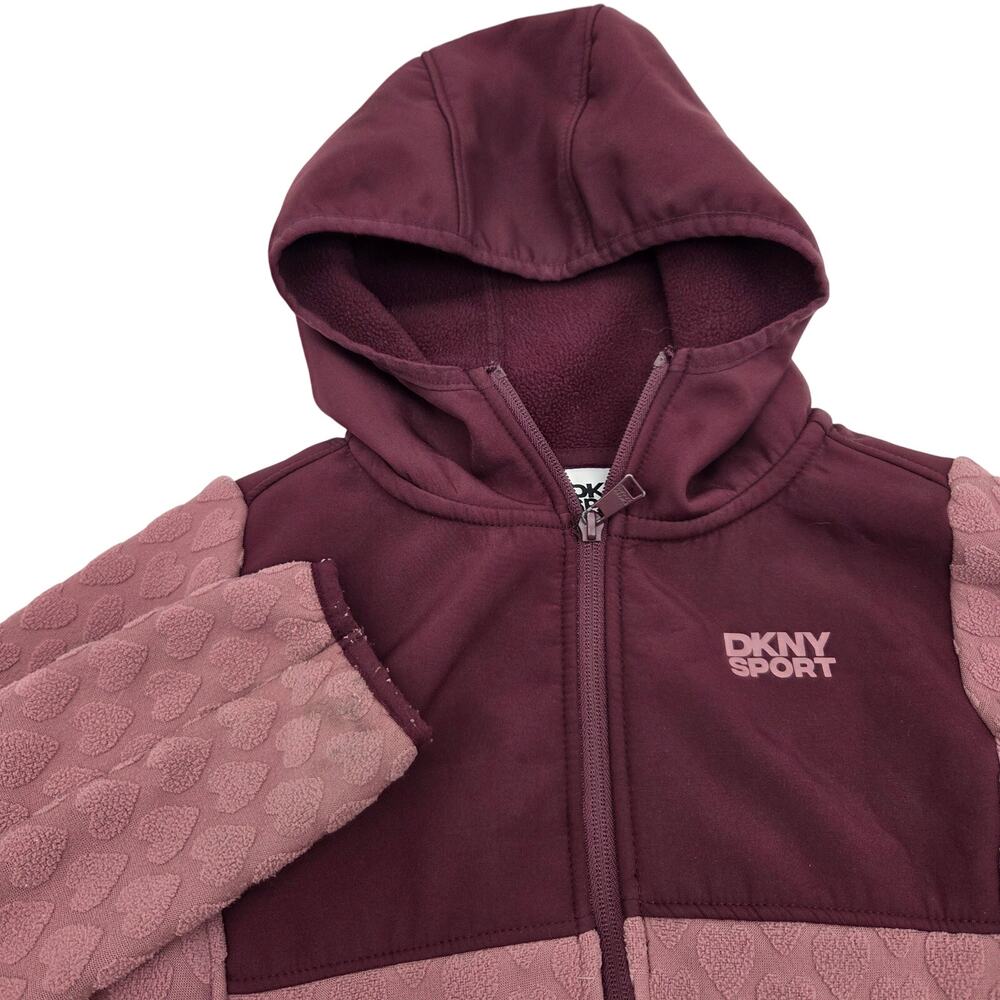 DKNY‎ Sport Designer Fleece Heart Zip Front Jacket Girls Size 7-8